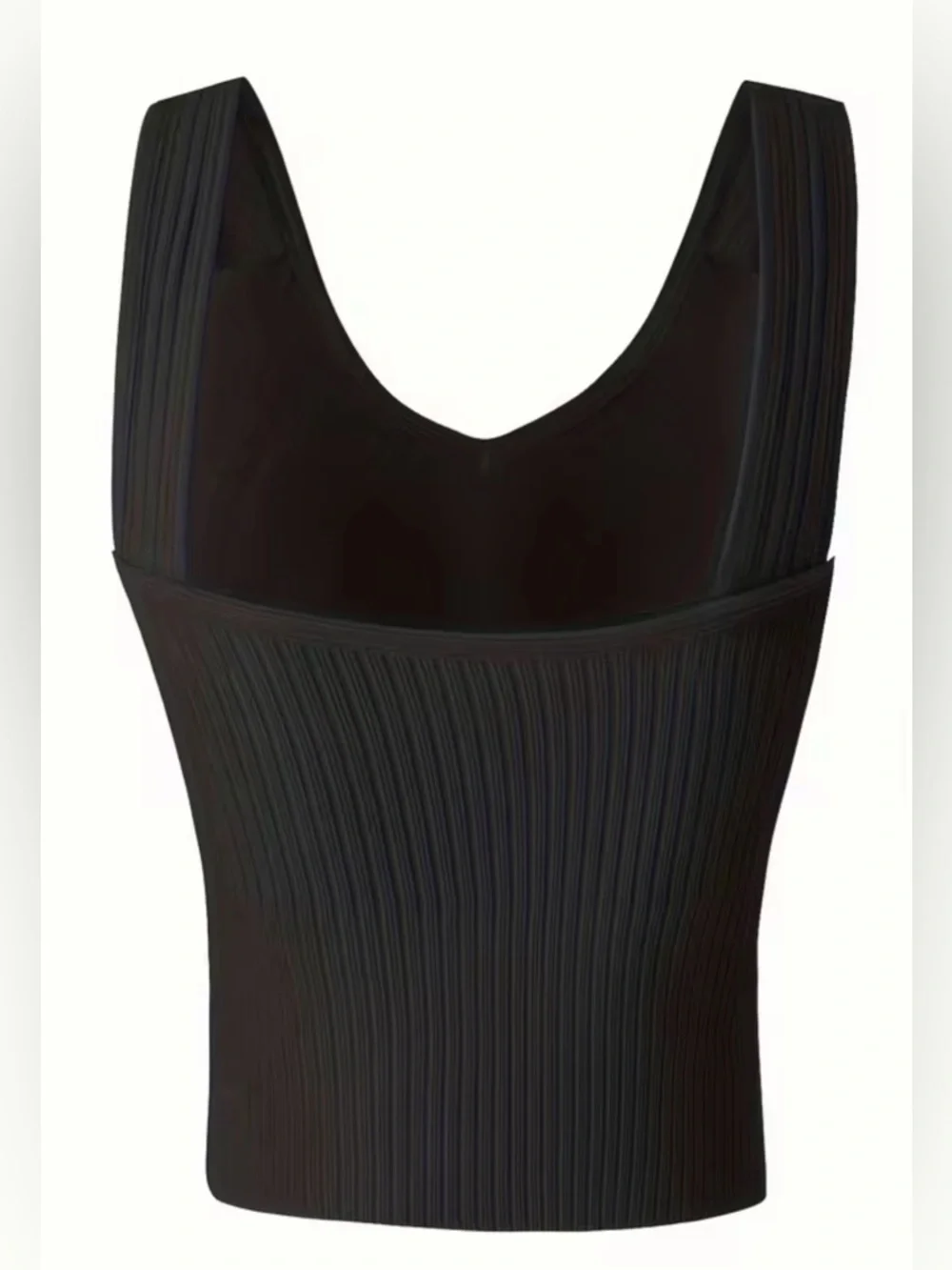 NWOT Black Ribbed Tank Top Padded Bralette Small - Picture 2 of 9
